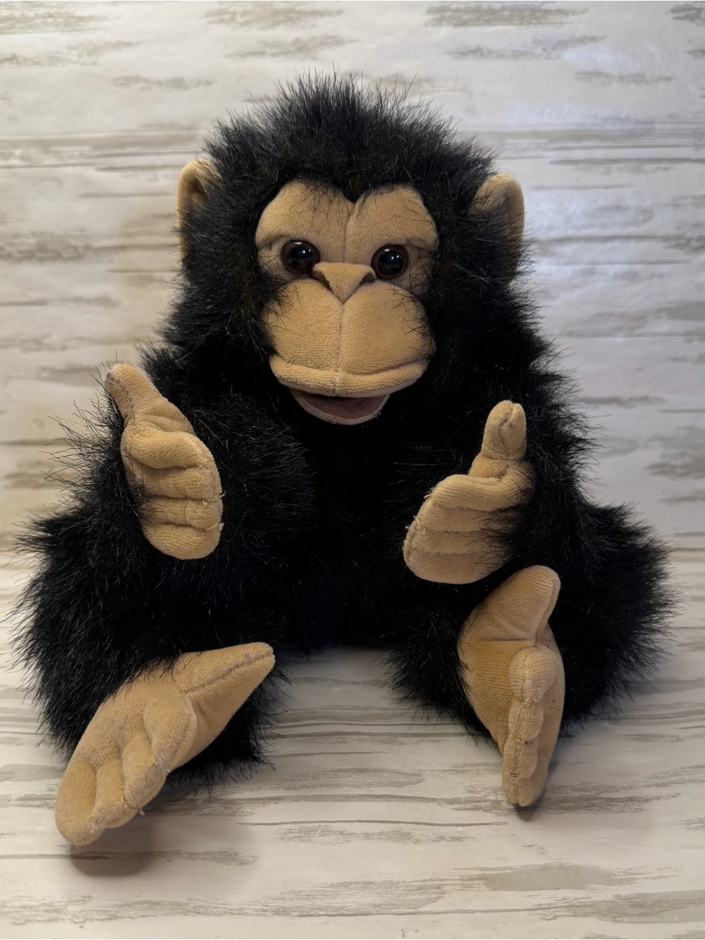 Folkmanis Fuzzy Baby Monkey Chimp Hand Puppet 15" Plush Stuffed Animal Toy